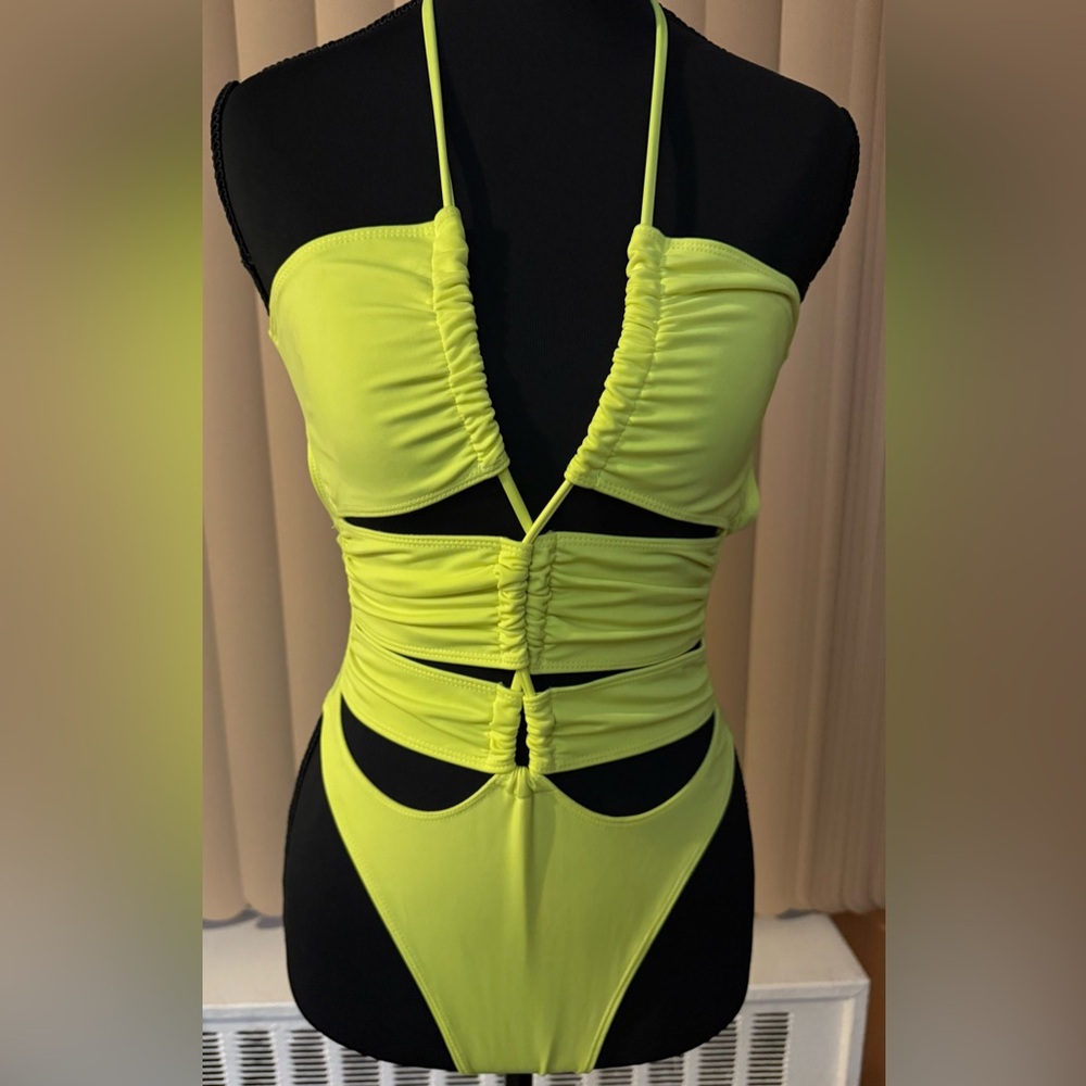 Icon Swim Neon Green Cutout Swimsuit. Size XS